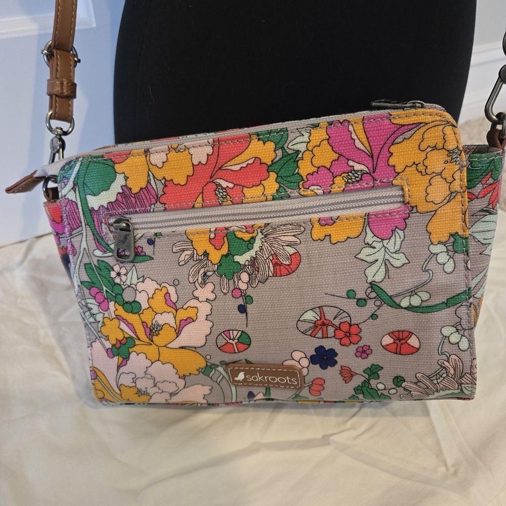 Sakroots Multicolor Floral Crossbody Bag Purse Adj Strap